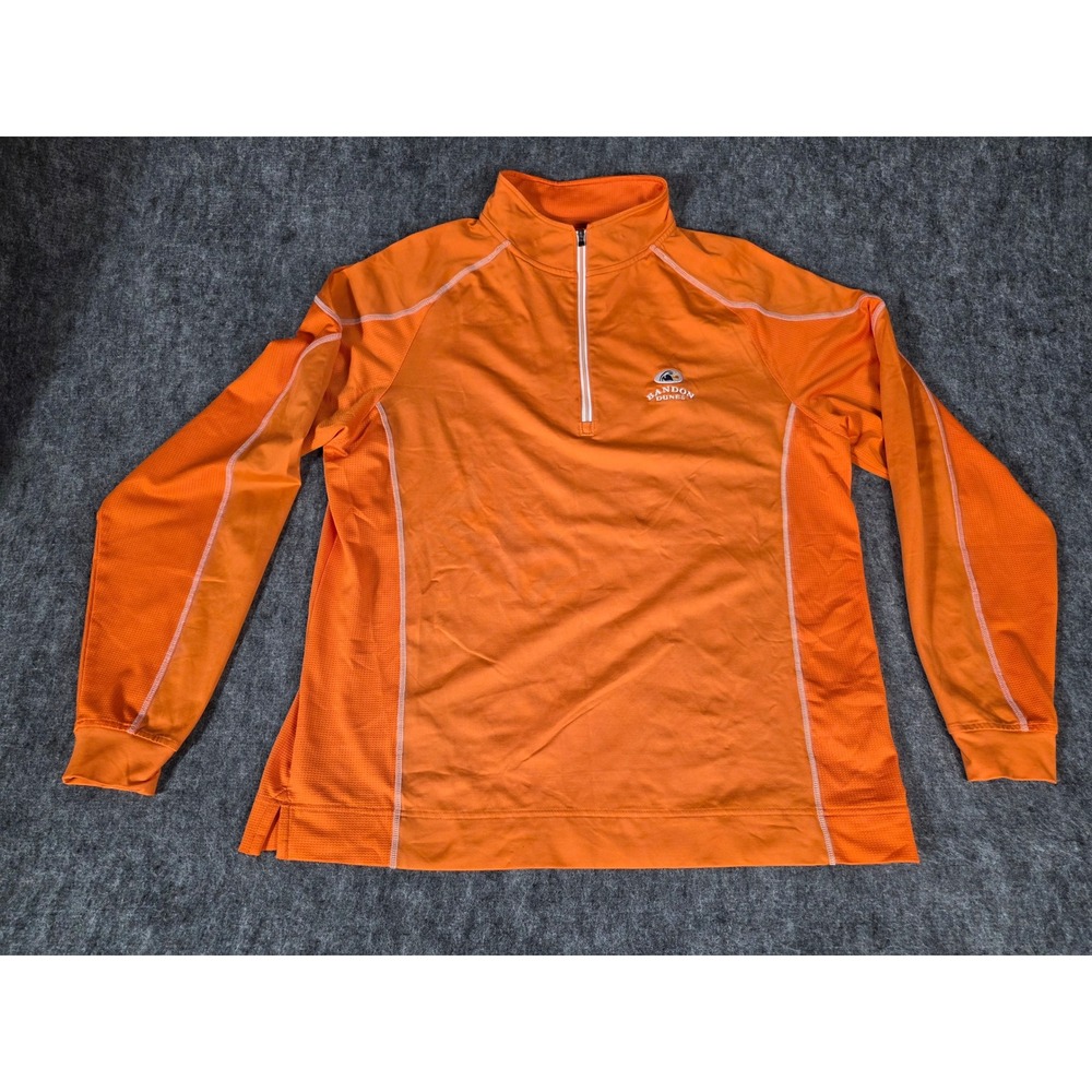 Mens L Pullover Quarter Zip Orange Golf Bandon Dunes Stretch Athletic FootJoy